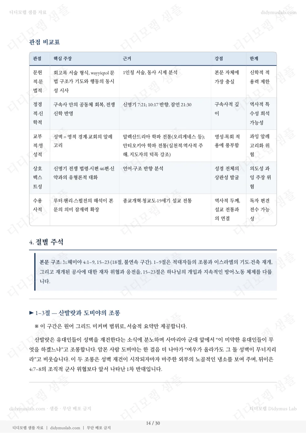 느헤미야 4:1-9, 15-23 — 실제 절별 주석 페이지